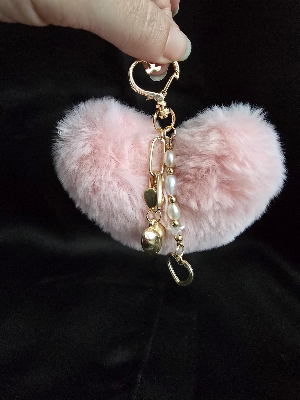 Tropical Heart Keychain Pom Pom / Bag Charm - Picture 7 of 8